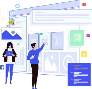 Digital Marketing Professionals Working PNG Image