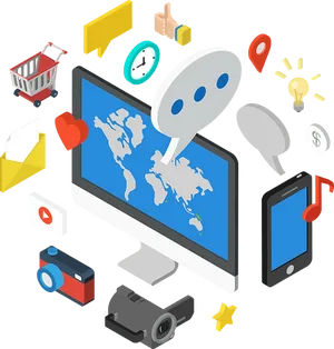 Digital Media Communication Concept PNG