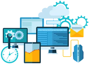 Digital Technology Integration Concept PNG Image