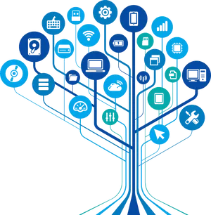 Digital Technology Tree Concept PNG Image