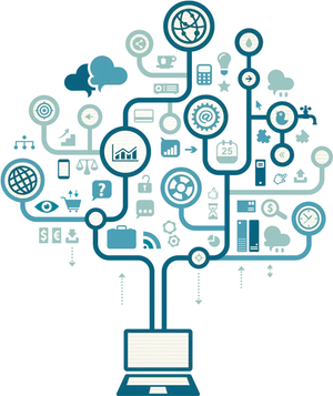 Digital Technology Tree Concept PNG