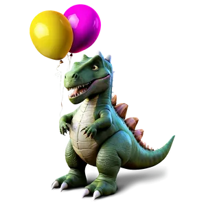 Dino With Balloons Png 2 PNG Image