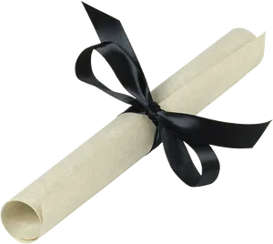 Diploma Certificate Scrollwith Black Ribbon PNG Image