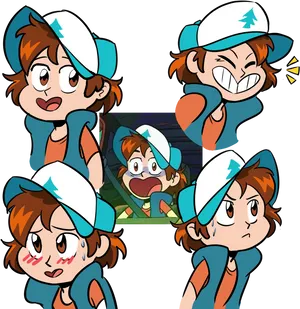 Dipper Pines Expressions Gravity Falls PNG Image