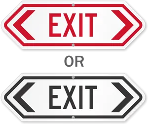 Directional Exit Signs Comparison PNG Image