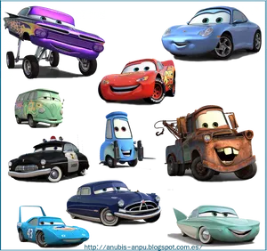 Disney Cars Character Collage PNG Image