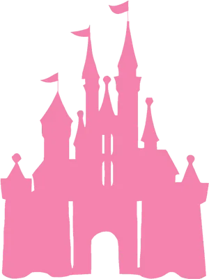 Disney Castle Silhouette Pink Background PNG Image