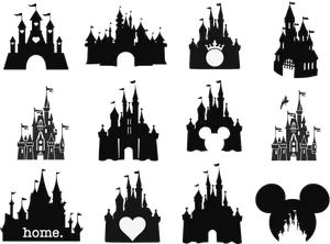 Disney Castle Silhouettes Collection PNG Image