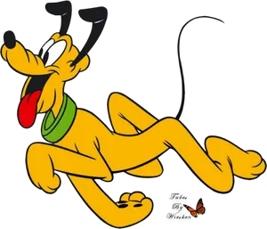 Disney Pluto Chasing Butterfly PNG Image