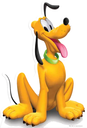 Disney Pluto Sitting Happily.png PNG Image