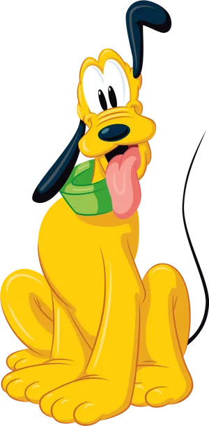 Disney Pluto Sitting Happy PNG Image