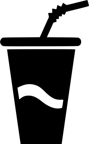 Disposable Cup With Straw Silhouette PNG Image