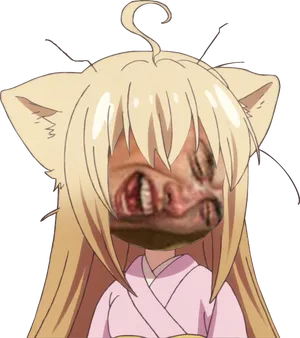 Distorted_ Anime_ Character_with_ Cat_ Ears PNG Image