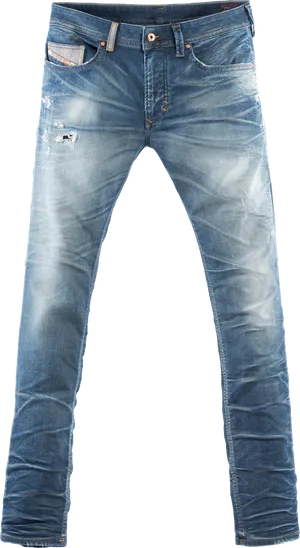 Distressed Blue Denim Jeans PNG Image