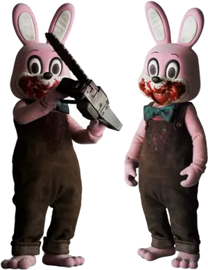 Disturbing Rabbit Costumeswith Chainsaw PNG Image