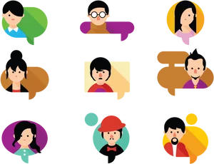 Diverse Avatarswith Speech Bubbles PNG Image