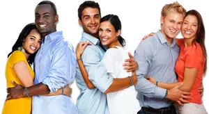 Diverse Couples Embracing Happiness PNG Image