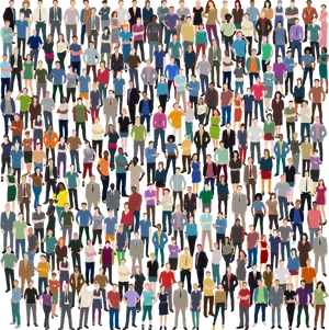 Diverse Crowd Gathering Illustration PNG Image