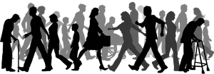 Diverse Crowd Silhouette PNG Image