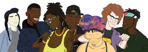 Diverse_ Group_of_ Friends_ Illustration PNG Image