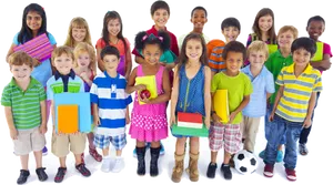 Diverse Groupof Smiling Children PNG Image