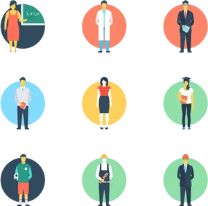 Diverse Profession Icons Set PNG Image