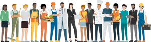 Diverse Professionals Standing Together PNG Image