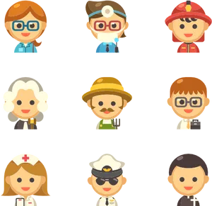 Diverse Professions Icons PNG Image