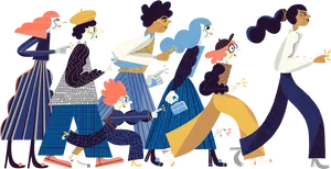 Diverse Team Following Leader Illustration PNG