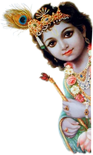 Divine Child Krishna Flute Adornment PNG Image