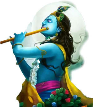 Divine Flute Player Krishna PNG Image