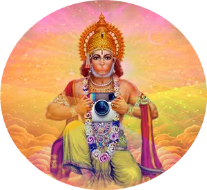 Divine_ Hanuman_ Holding_ Camera PNG Image