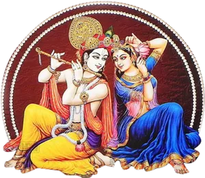 Divine Love Radha Krishna Art PNG Image