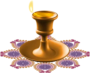 Diwali Festival Brass Diya Illustration PNG Image