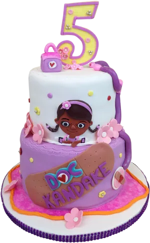 Doc Mc Stuffins Themed Birthday Cake PNG Image