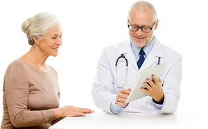 Doctor Consulting Elderly Patient PNG Image