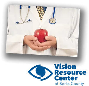 Doctor Holding Apple Vision Resource Center PNG Image