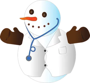 Doctor Snowman Cartoon Illustration PNG Image