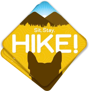 Dog Silhouette Hiking Emblem PNG Image