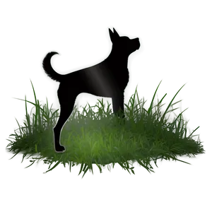 Dog Silhouette In Grass Png Elc24 PNG Image