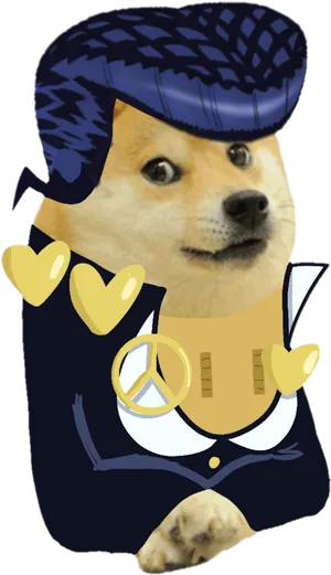 Doge In Blue Beretand Peace Vest.jpg PNG Image