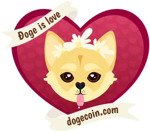 Dogecoin Love Heart Graphic PNG Image