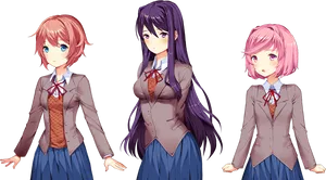 Doki_ Doki_ Literature_ Club_ Characters PNG Image