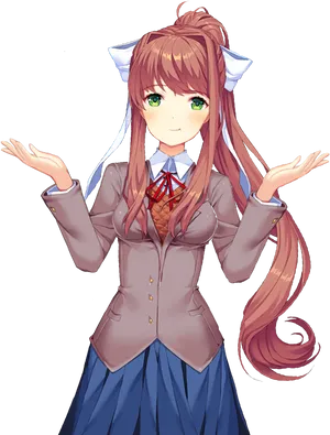 Doki Doki Literature Club Monika Pose PNG Image