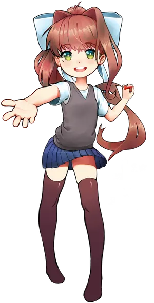 Doki Doki Literature Club Monika Pose PNG Image