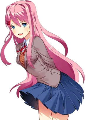 Doki Doki Literature Club Monika Pose PNG Image