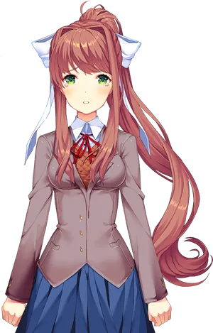 Doki Doki Literature Club Monika Standing PNG Image