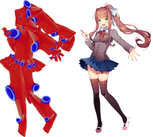 Doki Doki Literature Club Monikaand Red Abstract Figure PNG Image