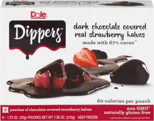 Dole Dark Chocolate Covered Strawberry Halves Packaging PNG Image