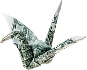 Dollar Bill Origami Crane PNG Image